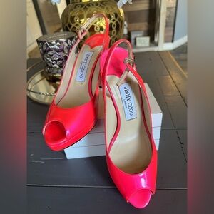 Jimmy Choo‎ Vibrant Pink Slingback Heels Size 36.5
